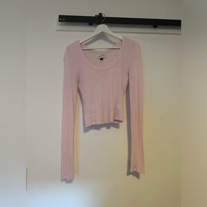 Pink Long Sleeve Crop Top